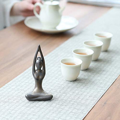 OwMell Lot of 4 Meditation Yoga Pose Statue Figurine Ceramic Yoga Figures - color: Patina Gold