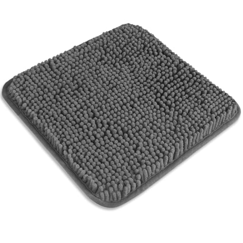 Small Bathroom Rug 12"x12" – Washable and Absorbent Mini Bath Mat, Non Slip, Thick Soft Chenille Bath Rugs for Bathroom, Shower, Locker Rug(Gray) - color: Grey, size: 12"x12"