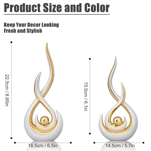 Modern Abstract Art Home Decor Accent,Contemporary Statues Coffee Table Decor for Living Room,Table Centerpieces for Dining Room,Ceramic Sculptures Knick Knacks for TV Stand Show Piece (White Gold) - color: White Gold