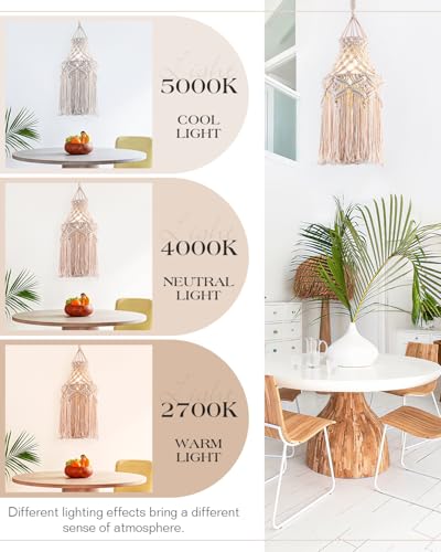 Boho Lamp Shade, Hanging Lamp with Handmade Macrame Lamp Shade - size: BOHO-02