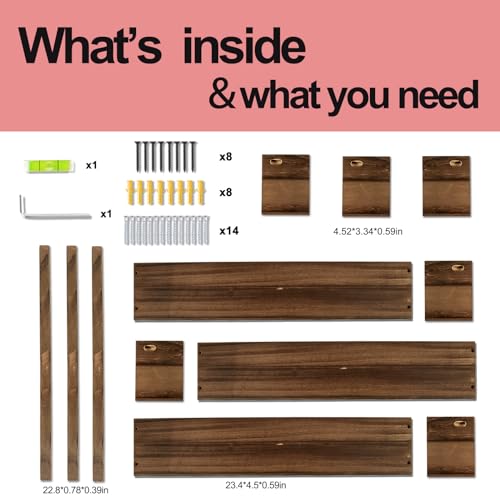 Fixwal Floating Nursery Book Shelves for Wall, 23.6 Inches, Set of 3, Brown - color: Brown, size: 23.6inches