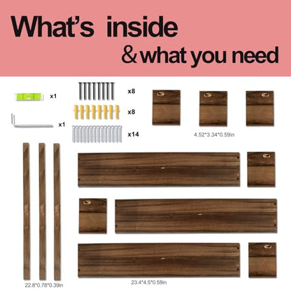 Fixwal Floating Nursery Book Shelves for Wall, 23.6 Inches, Set of 3, Brown - color: Brown, size: 23.6inches