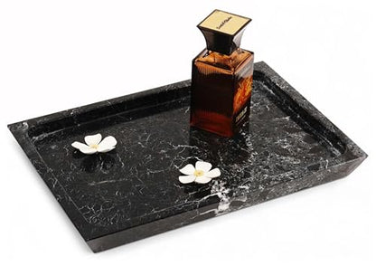 Rectangle Marble Tray for Vanity & Bathroom Counter, 12" Serving Tray - color: Black