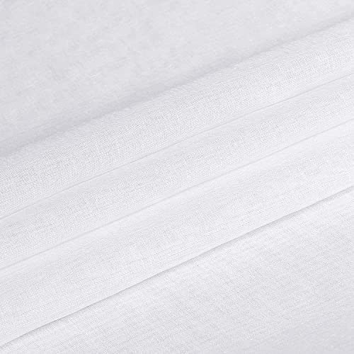 DWCN White Faux Linen Sheer Curtains - Grommet Voile Window Curtain Drapes for Bedroom Living Room 46 x 45 inch Length, Set of 2 - color: White, size: 46"W x 45"L (Pack of 2)