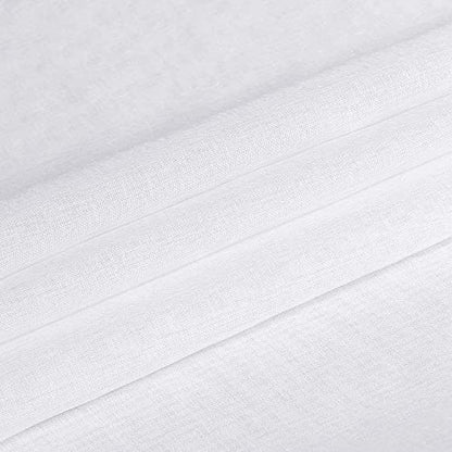 DWCN White Sheer Curtains for Living Room Bedroom - Faux Linen Look Voile Drapes Grommet Top Window Curtain Panel 46 x 84 inches Long, Set of 2 Panels - color: White, size: 46"W x 84"L (Pack of 2)