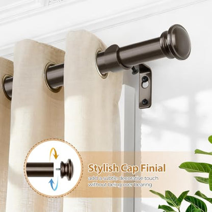 TONIAL Curtain Rods for Windows, 32 to 86 Inch, Bronze, Single Drapery Rod - color: Bronze, size: 32-86"