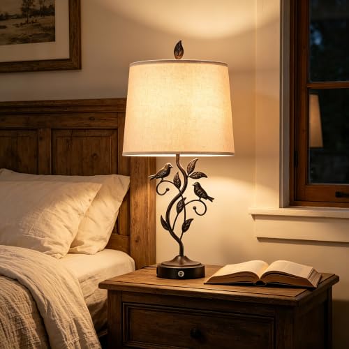 27" Set of 2 Touch Farmhouse Table Lamps for Living Room - color: ‎Bronze