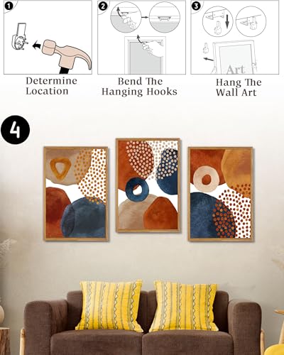 UPWOIGH Mid Century Abstract Framed Wall Art Set of 3, 16 x 24 Inch - color: Colourful, size: 24"L x 16"W