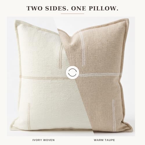 SanVia Designer Cotton Throw Pillow Covers 20x20 for Nooks, Beds & Sofas - color: Tan, size: 20" x 20" (Pack of 1)
