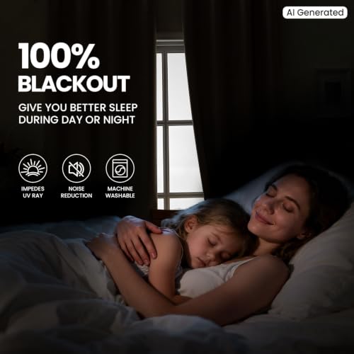 Faux Linen 100% Blackout Curtains, 52" W x 108" L (2 Panels) - color: Beige, size: 52"W x 108"L (Pack of 2)