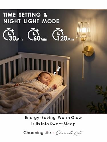 Battery Operated Wall Sconces Set of 2, Gold Crystal Wireless Wall Lights with Remote, 5000mAh Rechargeable (20H Run Time), Dimmable RGB & 3 Color Modes, Art Deco Vanity Sconce for Bedroom Living Room - color: Gold