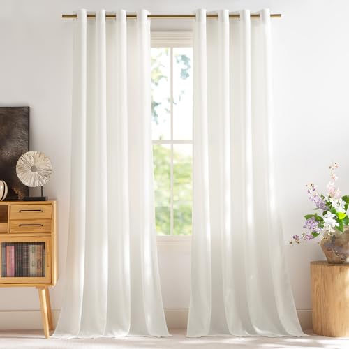 NICETOWN Non See Through Bedroom Curtains 2 Panel Sets 84 Inch Length - color: Ivory White, size: 52"W x 84"L (Pack of 2)
