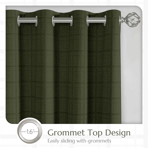 Beauoop Green Plaid Jacquard Blackout Curtains for Bedroom 52x72 2 Panels - color: Green, size: 52"W x 72"L (Pack of 2)