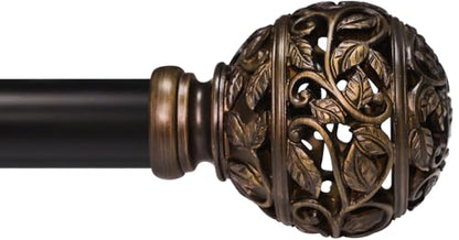 Brown Curtain Rod 48-84 Inch Heavy Duty Branch Leaf Finial - color: Brown, size: 48-84"