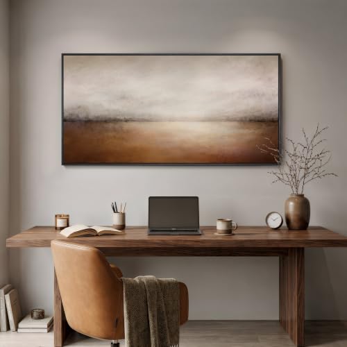 Large Framed Brown Abstract Landscape Wall Art for Living Room, 60x30 In - color: Brown D, size: 60"L x 30"W