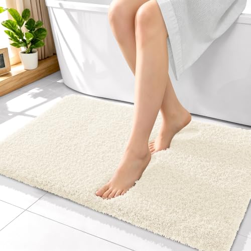 OLANLY Microfiber Bathroom Rugs 36x24, Ultra Soft Absorbent Bath Mat, White - color: White, size: 36" X 24"