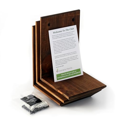 Daniel's Plants Indoor Plant Wall Gallery Shelf Kit | Midcentury Modern Wooden Shelves | Wall Mounted L Shaped Floating Plant Shelves | Solid Wood | 3 Pack (Beveled Edge - Woodland Brown) - color: Woodland Brown - Beveled Edge