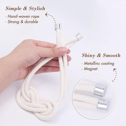 NICEEC 2 Pack Natural Cotton Rope Curtain Tiebacks Elegant Boho Style Magnetic Drape Tie Backs Soft Hand-Woven Rope Curtain Holdbacks for Home & Office Drapery (Cotton knot-01) - color: Cotton Knot-01, size: 2 Pack