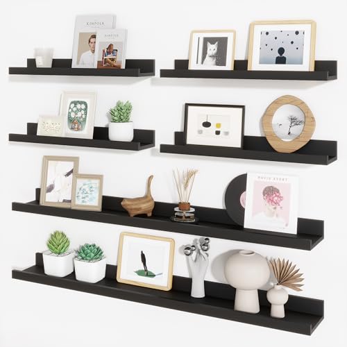 Picture Ledge Shelf, Floating Shelves for Wall Decor, Black, Set of 6, 36'' - color: Black, size: 36 inch