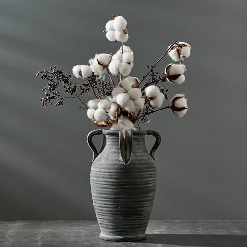 Emotionally Grounded Vase, Vaseking Large Ceramic Rustic Vase with 4 Handles, 10.83 inch Minimalist Decorative Farmhouse Vases for Home Decor, Living Room, Enterway, Table Decoration, Black Bronze - color: 0410-black Bronze