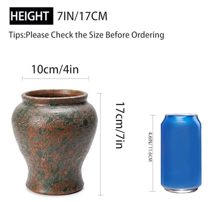 Rustic Farmhouse Ceramic Vase Home Decor (Copper Bronze Brown, Small) - color: Copper Bronze Brown