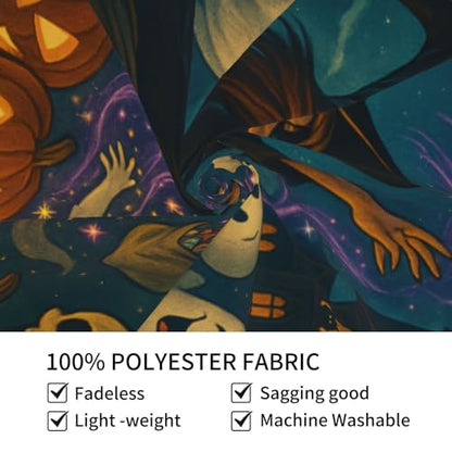Halloween Tapestry Wall Hanging 60x40in, Trick or Treat Witch Ghost Pumpkin Decor, Cute Spooky Haunted House Party Backdrop, Cartoon Halloween Decorations for Bedroom Living Room Dorm (Hooks Included)