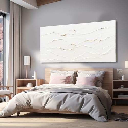 WINKAILIN Modern White Abstract Wall Art for Living Room 29x58 Inch - color: White and Gold, size: 58"L x 29"W