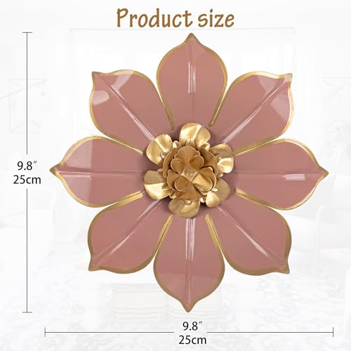 Villa Como 10" Pink and Gold Metal Flowers Wall Art Decor Wall Accent 1PC - color: # 1 Pink