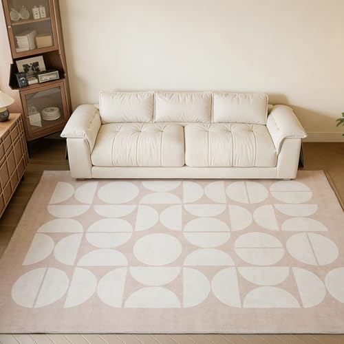 ThreadGlobe Abstract 5x7 Area Rugs Modern Geometric for Living Room, Beige - color: Beige Geometry, size: 5' x 7'