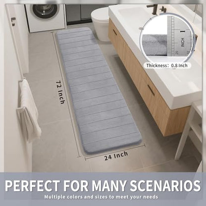 Yimobra 72"x24" Bathroom Runner Rug, Extra Long Memory Foam Bath Mat - color: Grey, size: 72" X 24"
