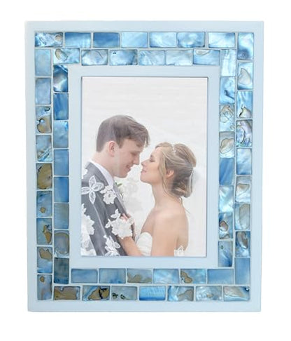 5x7 Mother of Pearl Picture Frame Beach, Blue Grey, 1pc | Picture Frame 5 by 7, Tabletop or Wall Photo Frame - color: Blue Grey, size: 5x7 Inch