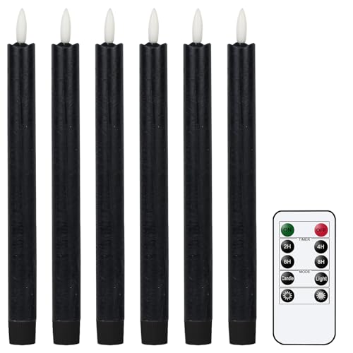 GenSwin Flameless Taper Candles LED Battery Operated Remote Timer Black - color: Black