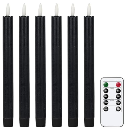 GenSwin Flameless Taper Candles LED Battery Operated Remote Timer Black - color: Black