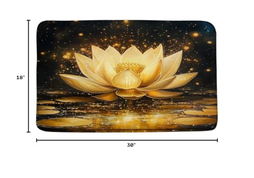 AMFD Lotus Bath Mat Black Gold Flower Spa Zen Calming Artistic Floral Bathroom Bathtub Floor Rugs Doormat Toilet Decor,18 x 30 in - size: 18x30 Inch