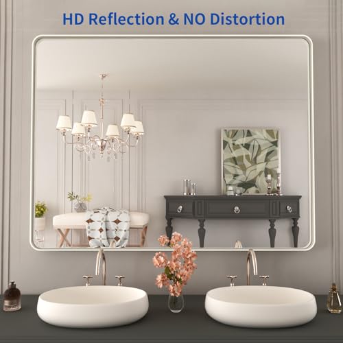 WEER Bathroom Vanity Mirror Brushed Nickel 40X30 Inch - color: Brushed Nickel, size: 40"L x 30"W