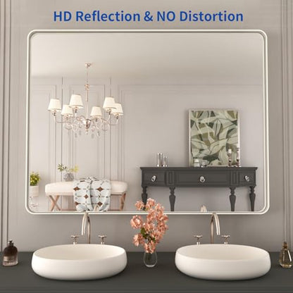WEER Bathroom Vanity Mirror Brushed Nickel 40X30 Inch - color: Brushed Nickel, size: 40"L x 30"W