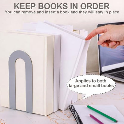Chunful 12 Pcs Gray Metal BookEnds Shelves, 7.5 x 5.75 x 3.5 in - color: Gray, size: 7.5*5.75*3.5inch