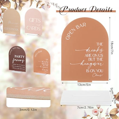 Weysat 4 Pcs Boho Brown Acrylic Wedding Signs for Ceremony Reception - color: Boho Brown