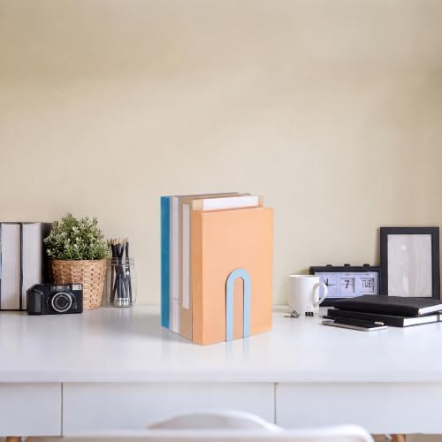 Chunful 6 Pcs Light Blue Metal BookEnds Shelves, 5.5 x 3.75 x 2.25 in - color: Light Blue, size: 5.5*3.75*2.25inch