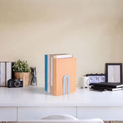 Chunful 6 Pcs Light Blue Metal BookEnds Shelves, 5.5 x 3.75 x 2.25 in - color: Light Blue, size: 5.5*3.75*2.25inch