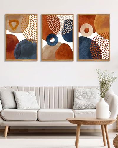 UPWOIGH Mid Century Abstract Framed Wall Art Set of 3, 16 x 24 Inch - color: Colourful, size: 24"L x 16"W