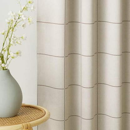NICETOWN 100% Blackout Taupe Plaid Curtains for Bedroom, W52xL84, 2 Panels - color: Taupe, size: 52"W x 84"L (Pack of 2)
