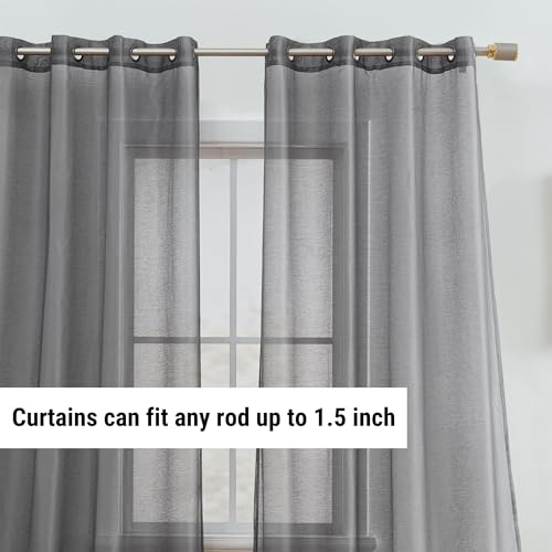 HLC.ME Semi Sheer Grommet Curtains, 2 Panels, 54x95 Inch, Charcoal Grey - color: Charcoal Grey, size: 54"W x 95"L (Pack of 2)