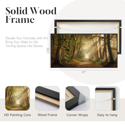 Large Framed Fall Forest Landscape Wall Art for Living Room, 60x30 Inch - color: Brown