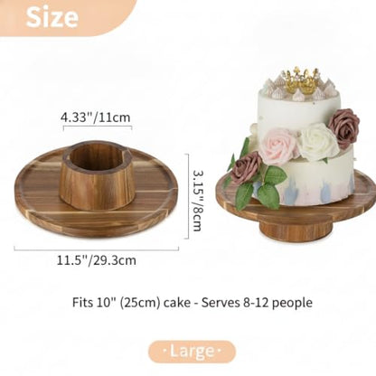 NUPTIO Wooden Cake Stand, Acacia Wood Cupcake Holder, 11.5 Inch - size: 11.5" Diameter