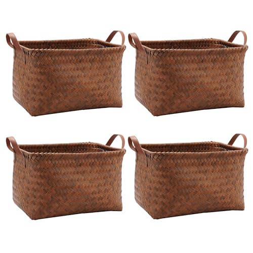 GIB Wicker Woven Storage Baskets for Organizing Blankets Laundry Shelves - color: Brown, size: Medium