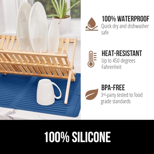 GORILLA GRIP Patented BPA-Free Silicone Dish Drying Mat, 18x16, Blue - color: Blue, size: 18" x 16", style: Silicone