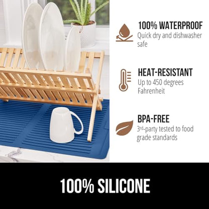 GORILLA GRIP Patented BPA-Free Silicone Dish Drying Mat, 18x16, Blue - color: Blue, size: 18" x 16", style: Silicone