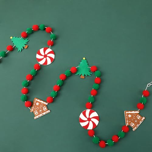 Jansun 8.2 Ft Felt Christmas Garland - color: Red Green White