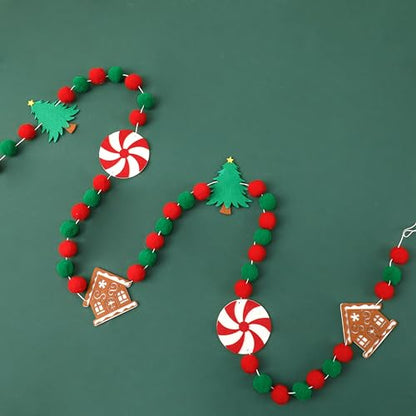 Jansun 8.2 Ft Felt Christmas Garland - color: Red Green White